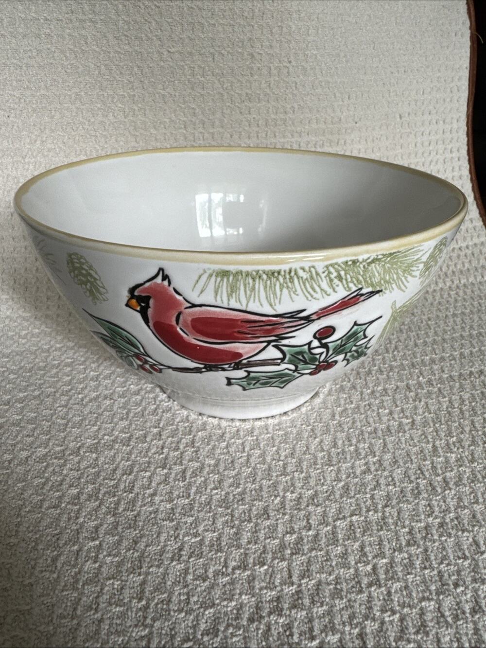 Eli + Ana Stoneware Soup 6” Bowl Traditional Holiday Red Cardinal